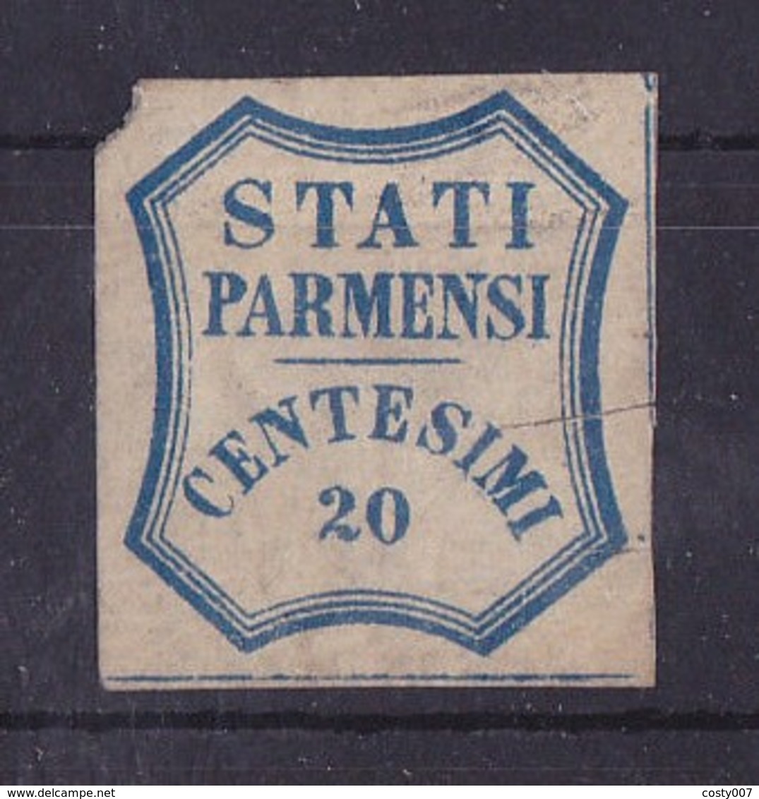 Italy Parma 1859 Definitives 20C Blue Mi.14 Repaired Filler MH AM.546 - Parma