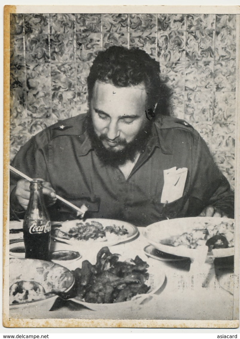 Fidel Castro Ruz Dictateur Cuba Drinking Coca Cola With Chinese Food Chopstick - Cuba