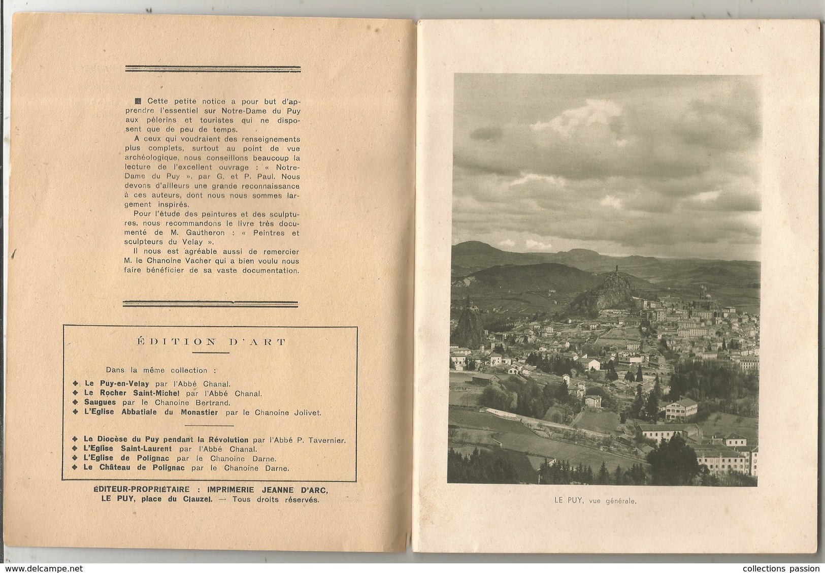Régionalisme , Auvergne ,NOTRE DAME DU PUY , 37 Pages Dont 17 Pages De Photos,1942 ,  4 Scans , Frais Fr 2.85 E - Auvergne