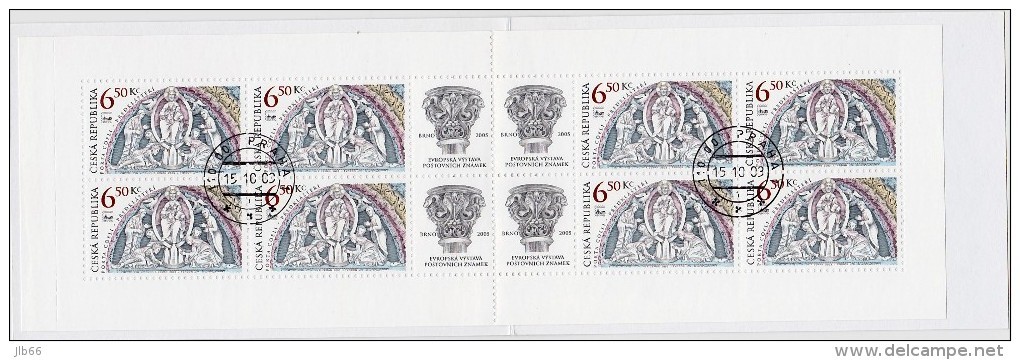 Feuillet 2003 De 8 Timbres + 4 Coupons YT C 344 Tympan Basilique Brno / Booklet Michel MH 109 (370) - Gebruikt