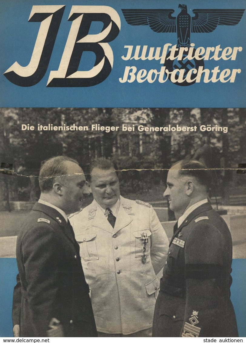 Propaganda WK II Göring U. Italienische Flieger Plakat 37 X 27 Cm Illustrierter Beobachter II (repariert) - Guerre 1939-45