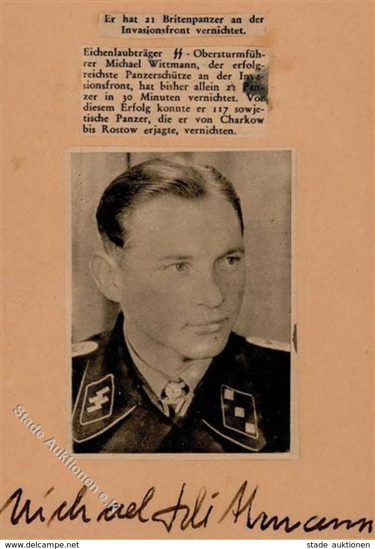 SS WK II Ritterkreuzträger Wittmann, Michael Obersturmführer Handgemacht Aus Zeitungsausschnitten Mit Unterschrift KEINE - War 1939-45