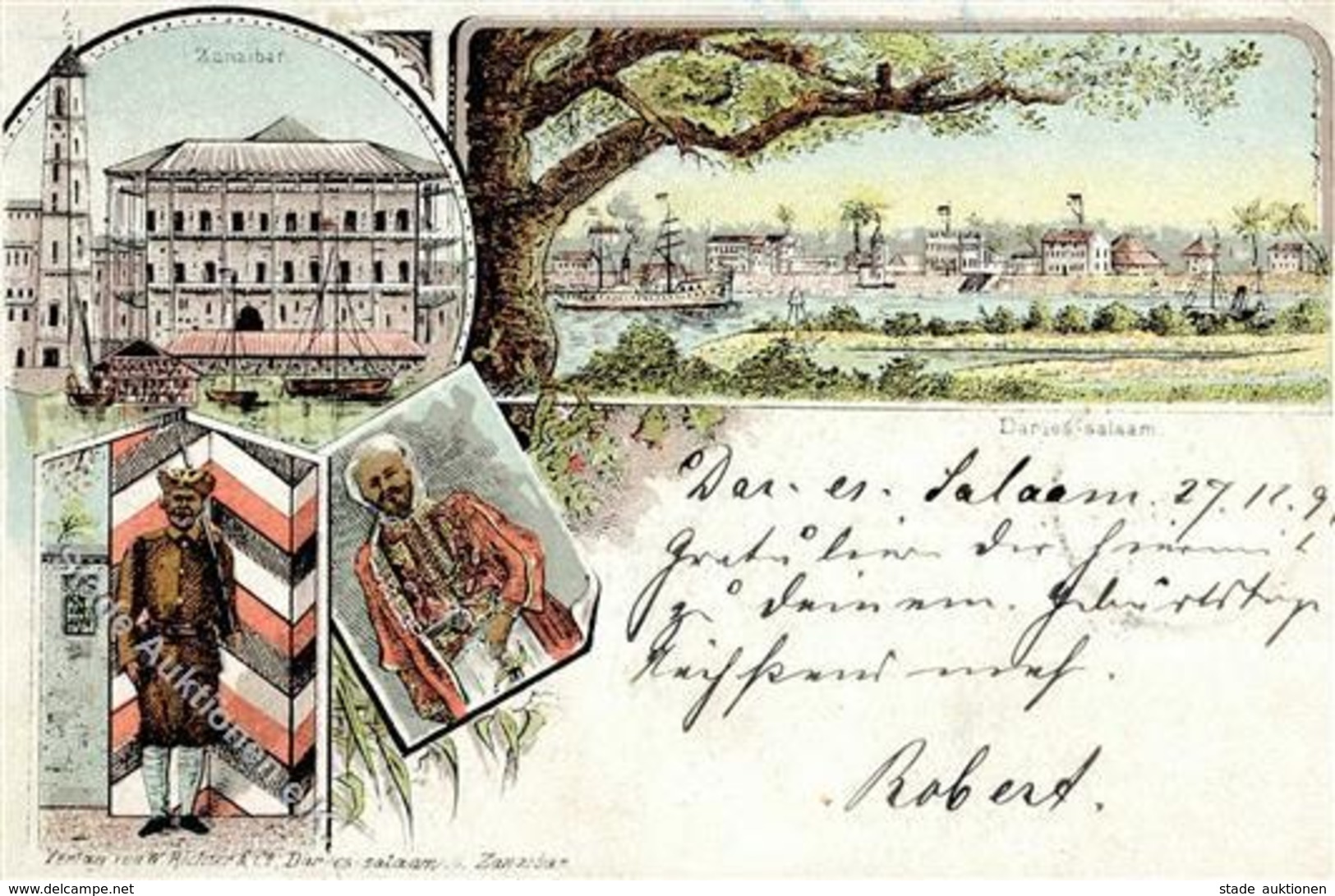 Kolonien Deutsch-Ostafrika Dar-es-Salam Zanzibar Litho Stpl. Dar-Es-Salam 28.12.97 I-II (Ecken Abgestossen) Colonies - History