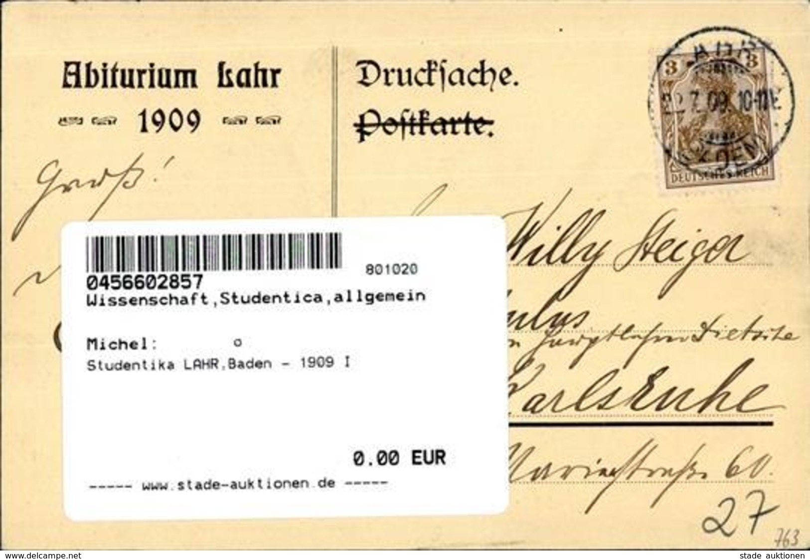 Studentika LAHR,Baden - 1909 I - Unclassified