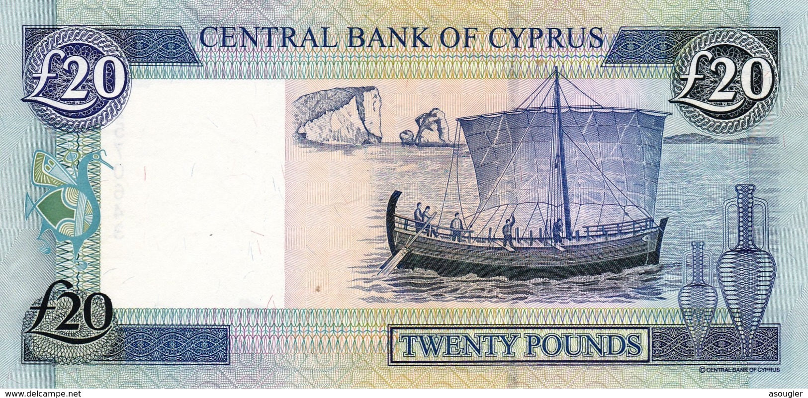 CYPRUS 20 POUNDS 2004 EXF-AU P-63c REPLACEMENT PREFIX "Z" "free Shipping Via Registered Air Mail" - Cyprus