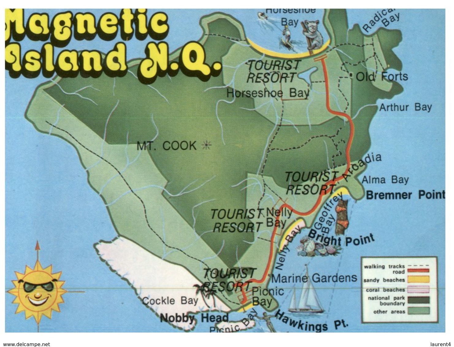 (125) Australia - (with Pre-stamp At Back Of Card)  - QLD - Map Of Magnectic Island - Great Barrier Reef