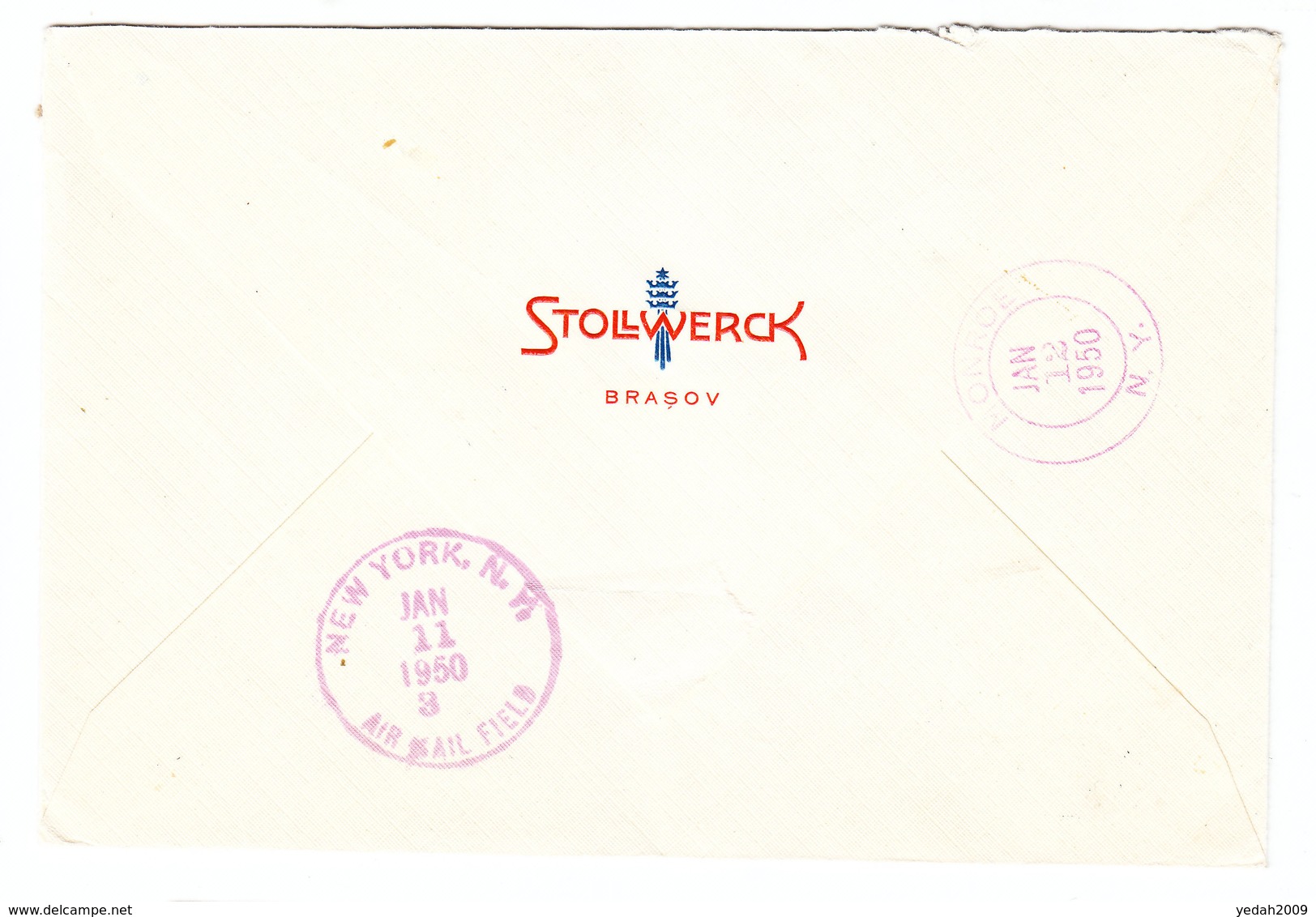 Romania REGISTERED AIRMAIL COVER TO USA 1950 - Covers & Documents