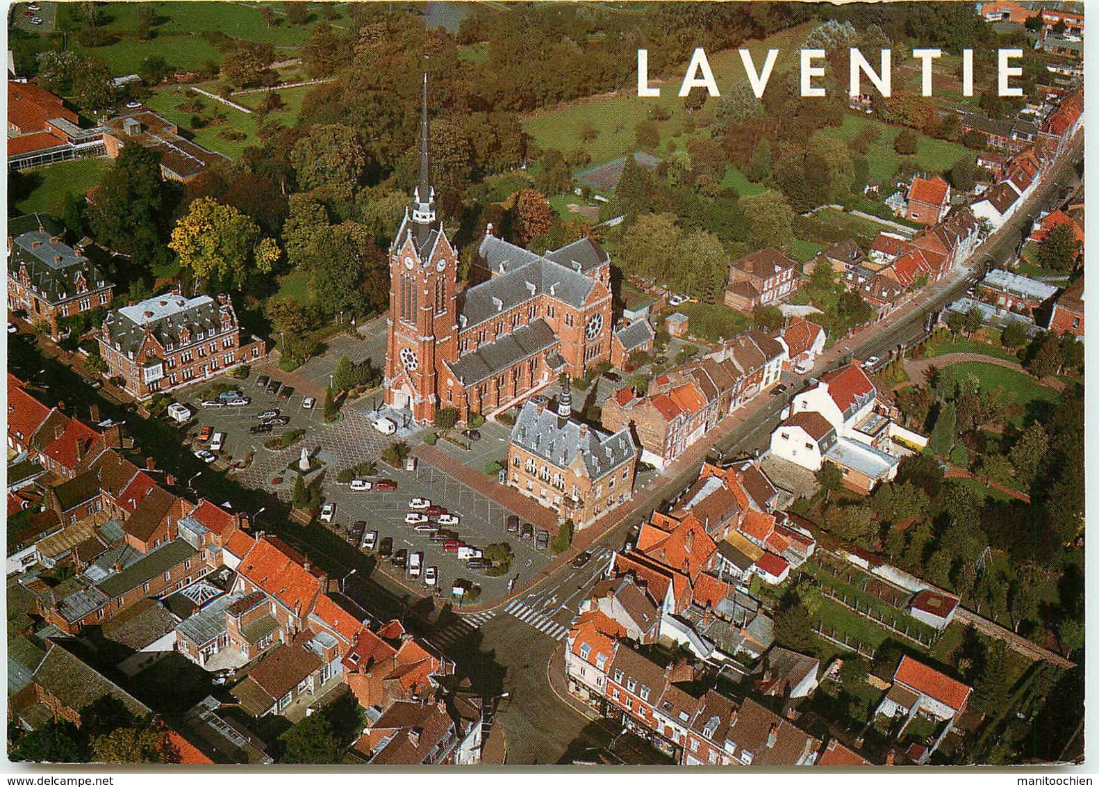 DEP 62 LAVENTIE VUE AERIENNE SUR L'EGLISE - Laventie