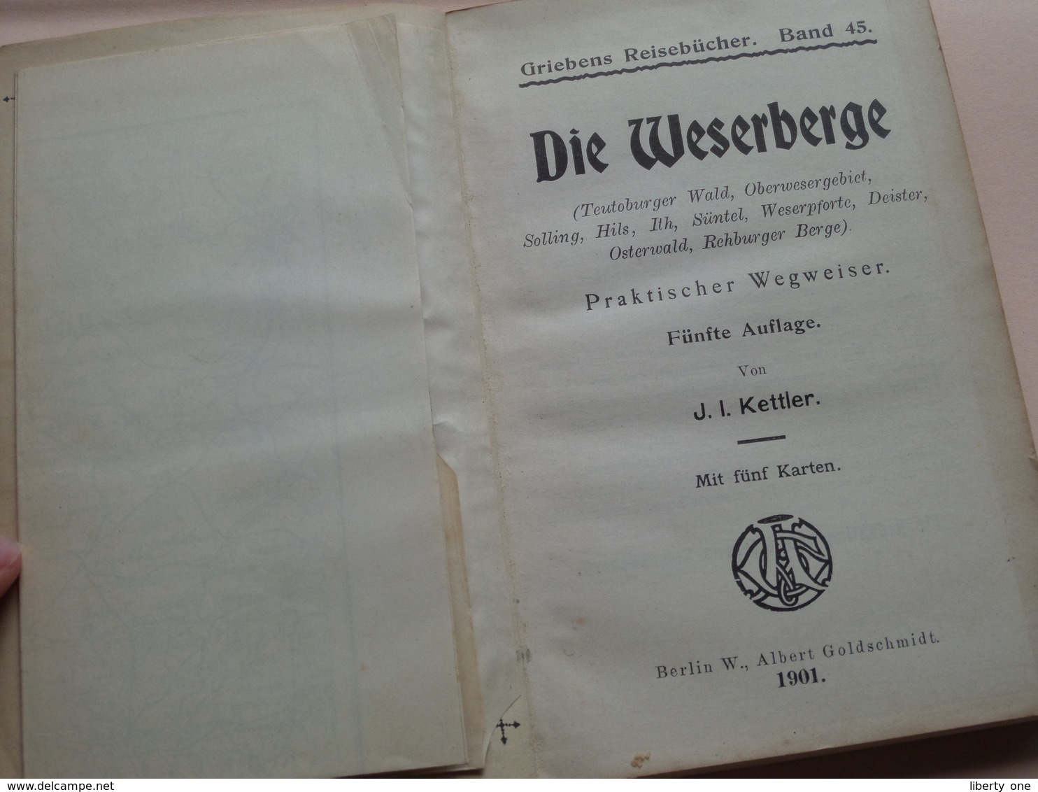 Griebens Reisebücher Band 45 - Die WESERBERGE ( Teutoburger ) Druk. A Seydel ( 168 + Funf Karte ) Auflage Funf - 1901 ! - Rhénanie-du-Nord-Westphalie