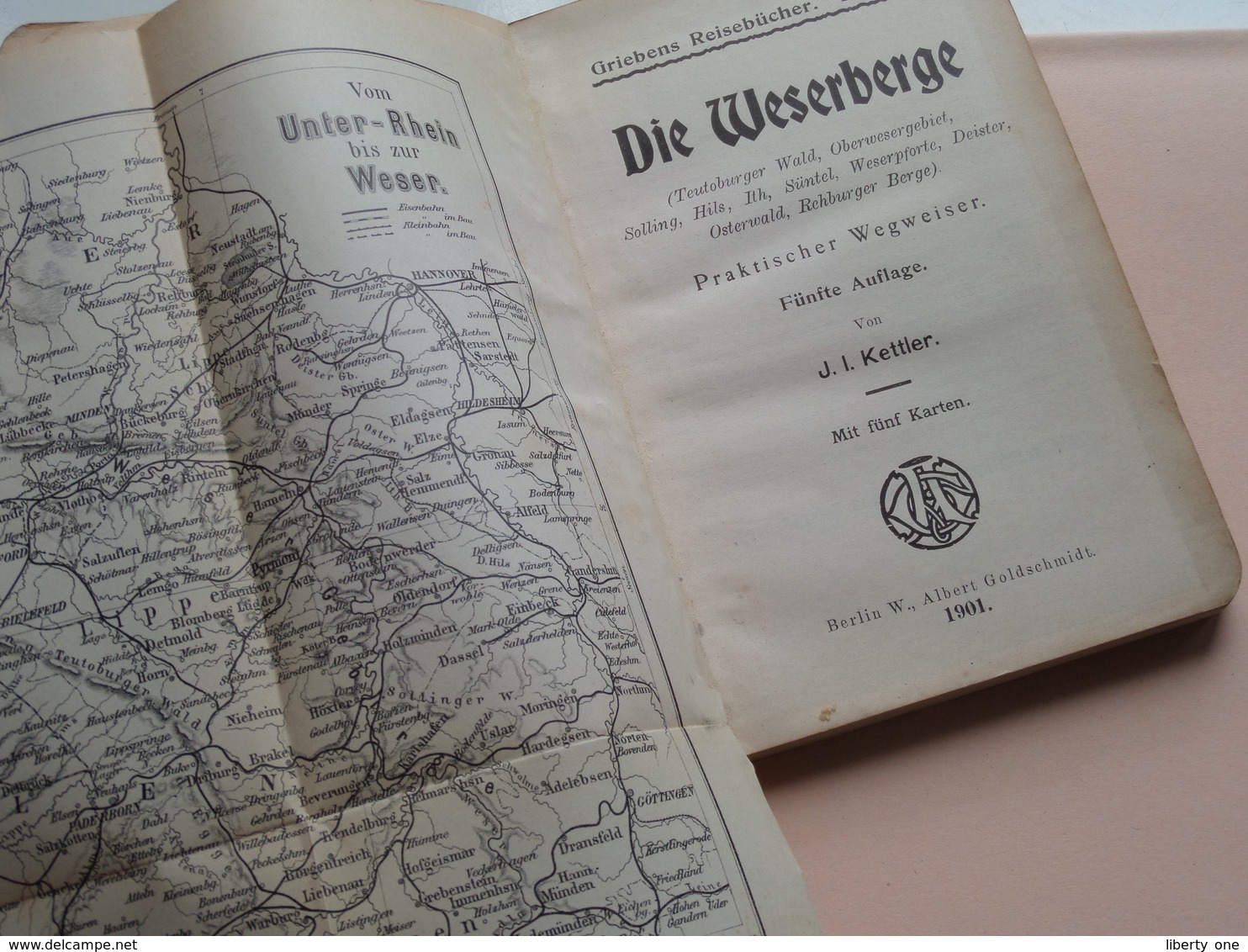 Griebens Reisebücher Band 45 - Die WESERBERGE ( Teutoburger ) Druk. A Seydel ( 168 + Funf Karte ) Auflage Funf - 1901 ! - Renania Del NW