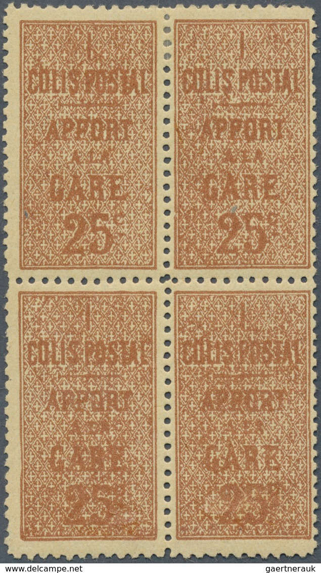 13931 Frankreich - Postpaketmarken: 1892. Block Of 4 "25c Brown On Yellow" Printed On The Front And On The - Sonstige & Ohne Zuordnung