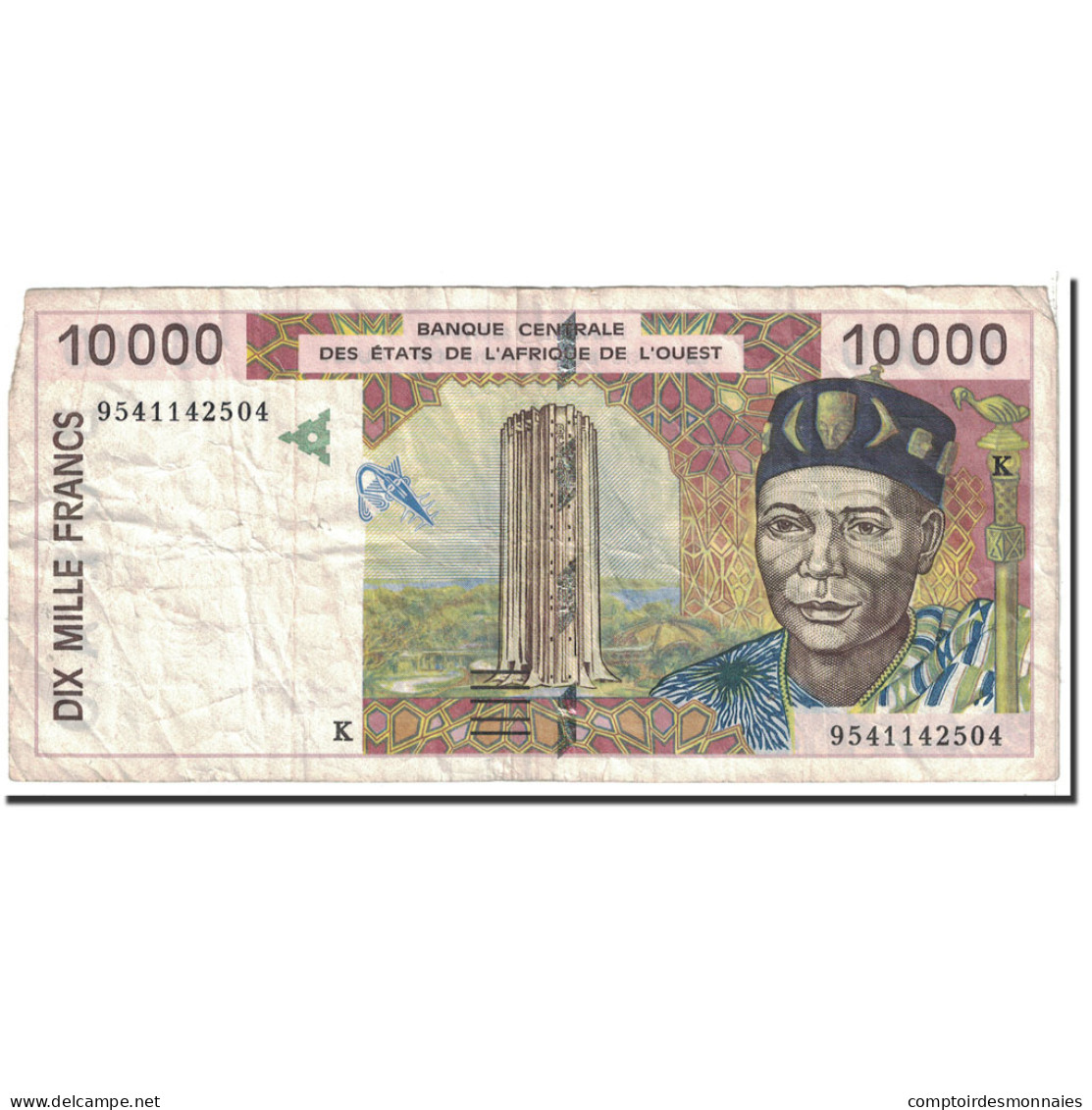 Billet, West African States, 10,000 Francs, 1995, KM:714Kf, TB - États D'Afrique De L'Ouest