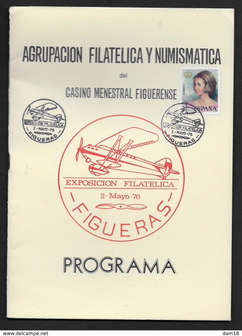 ESPAGNE PROGRAMA EXPOSICION FILATELICA FIGUERAS 1976 8 PAGES + COUVERTURE CARTONNEE - Expositions Philatéliques