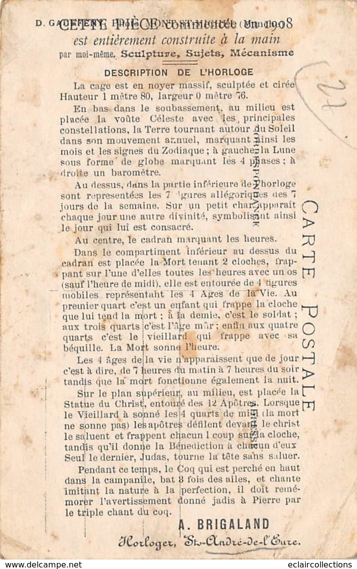 Théme:  Métier.Horlogerie.Orfèvrerie.Bijouterie .Horloge  Système   St André De L'Eure 27 Carte Photo  (voir Scan) - Andere & Zonder Classificatie