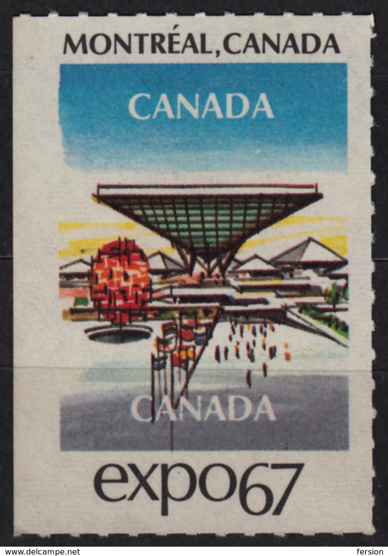 CANADA Building Hall Montreal Expo 1967 International Universal Exposition Cinderella Label Vignette - 1967 – Montreal (Kanada)