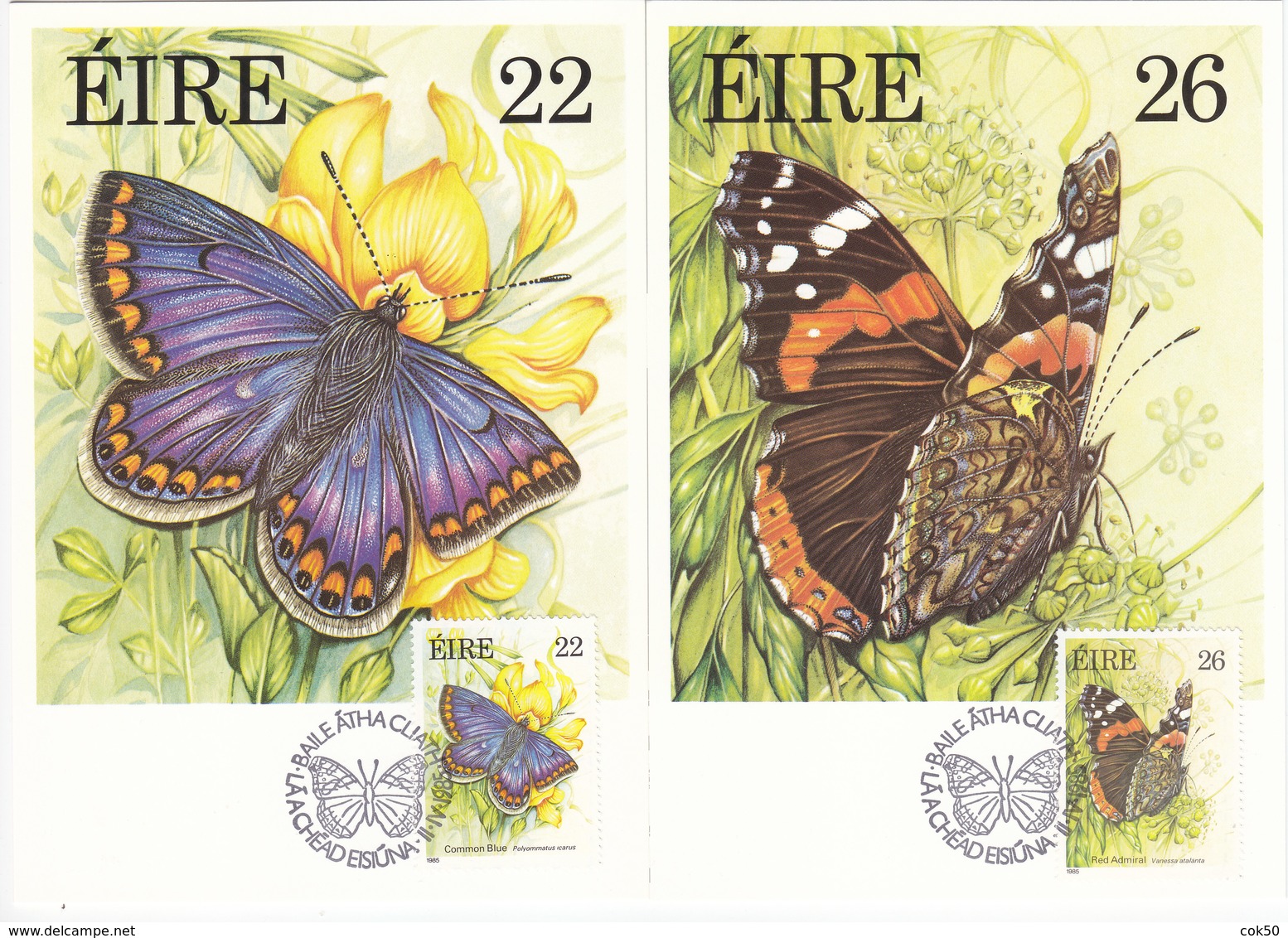 IRELAND Butterflies, Schmetterlinge, Farfalla, Mariposa - 4 Maximum Cards 1985, Mi# 559-62 - Maximumkarten