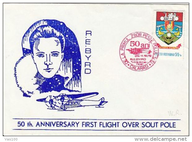 POLAR PHILATELY, R.E. BYRD, FIRST FLIGHT OVER SOUTH POLE, SPECIAL COVER, 1979, ROMANIA - Polar Flights