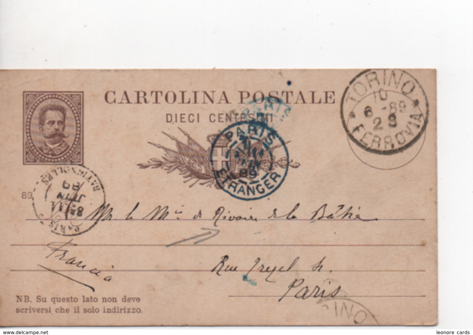 Timbres.entier Postal.Italie.1889. - Postwaardestukken