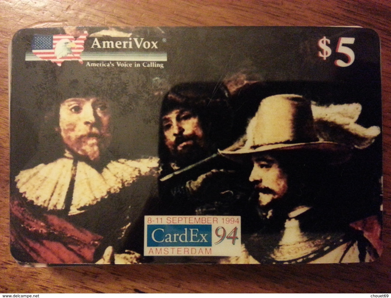 Amerivox CardEx 94 Card Ex Amsterdam Night Watch Of 1642 3000ex 1994 MINT Prépayée Prepaid Ameri Vox - Amerivox