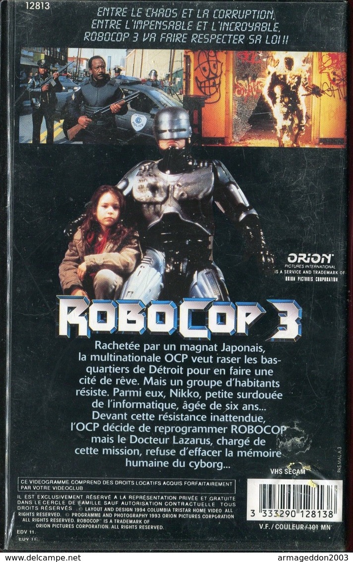 K7 VHS CASSETTE VIDEO - ROBOCOP 3 - Action, Adventure