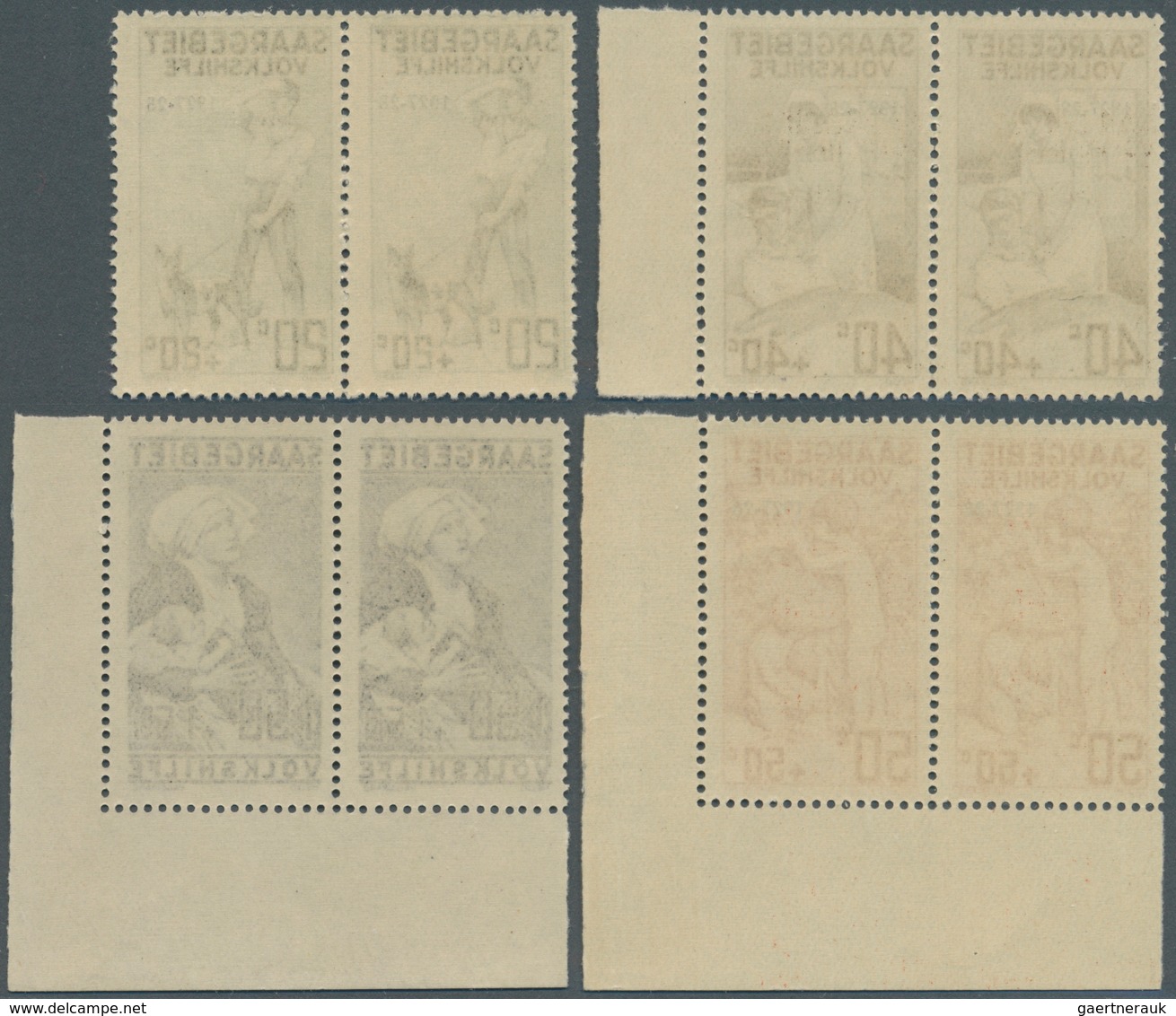 18980 Deutsche Abstimmungsgebiete: Saargebiet: 1927, Volkshilfe Und 1929, Volkshilfe Je Als Paar, Dabei 2 - Other & Unclassified