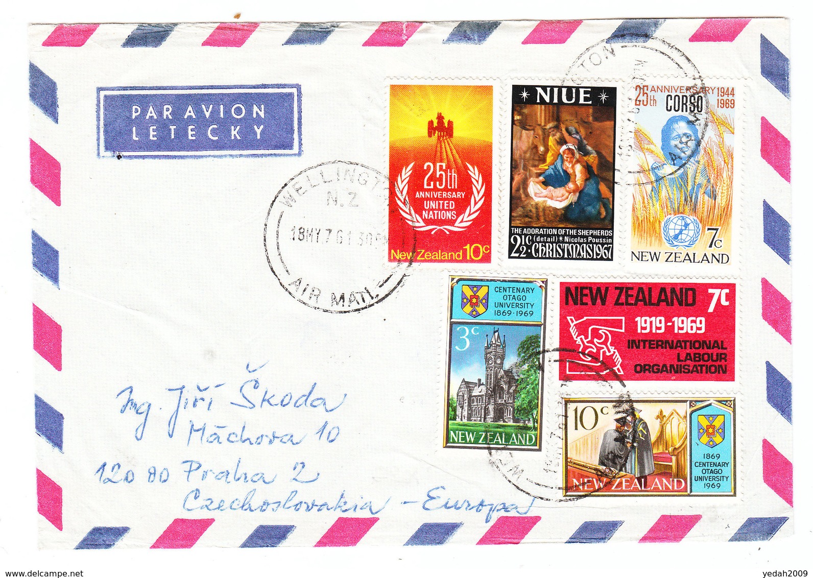 New Zealand MIXED FRANKING Niue AIRMAIL COVER 1961 - Luftpost