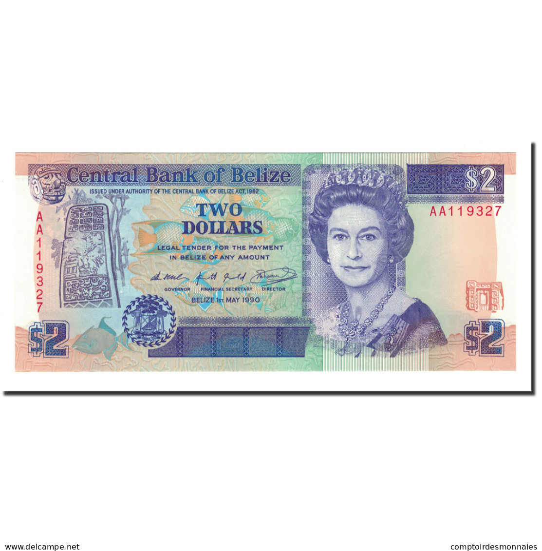 Billet, Belize, 2 Dollars, 1990, 1990-05-01, KM:52a, NEUF - Belize