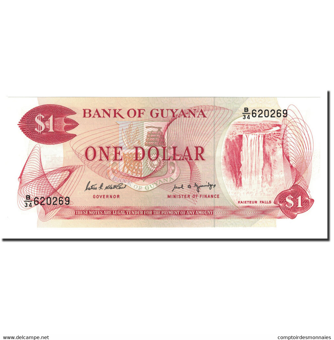 Billet, Guyana, 1 Dollar, Undated (1966-92), KM:21f, NEUF - Guyana