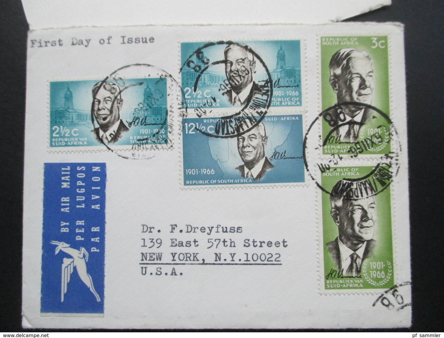 Süd Afrika / South Africa 1966 MiF Aus Dem Bedarf Als FDC Mit Neujahrskarte! Air Mail Nach New York - Briefe U. Dokumente