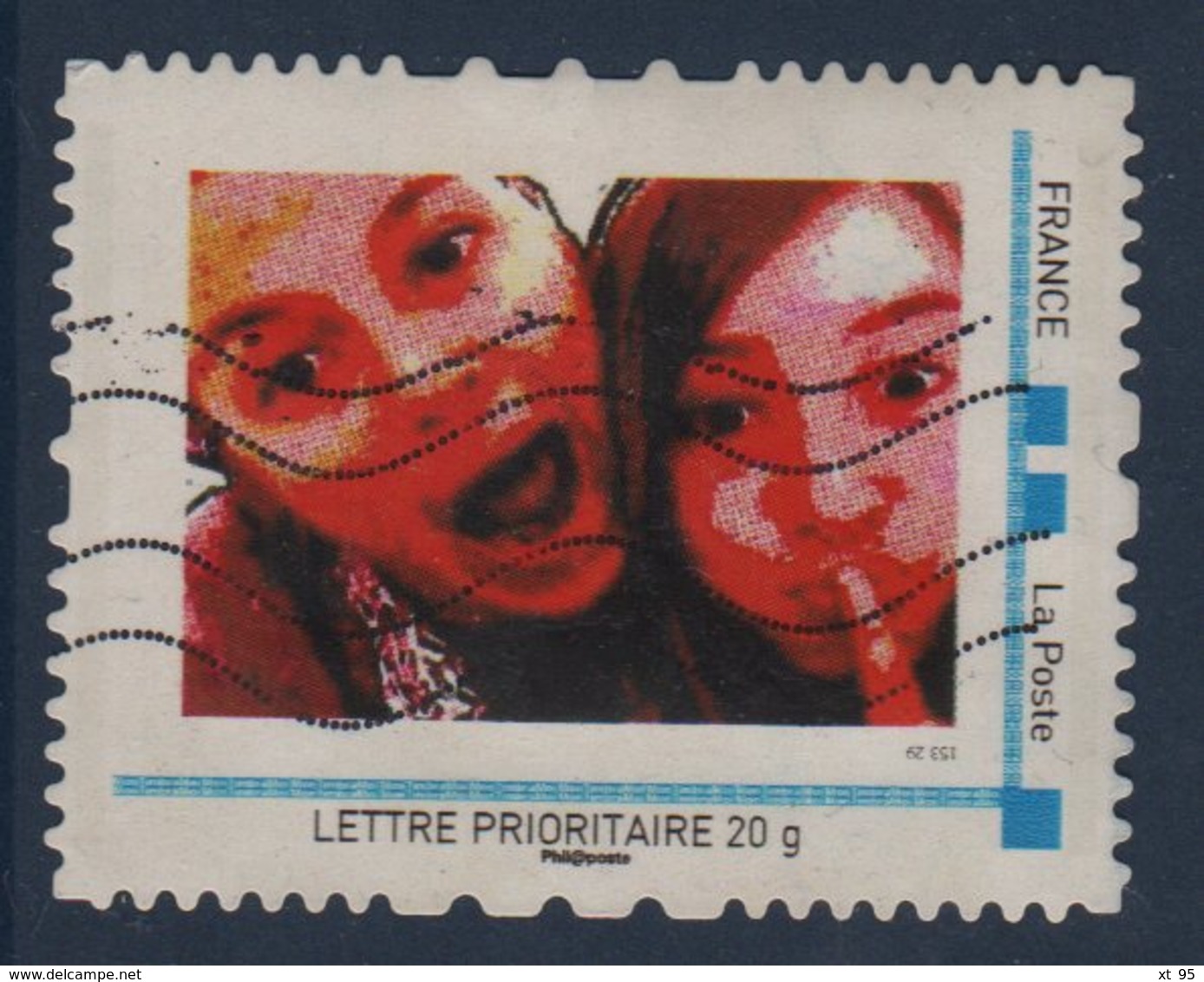 Timbre Personnalise Oblitere - Lettre Prioritaire - Visages - Used Stamps