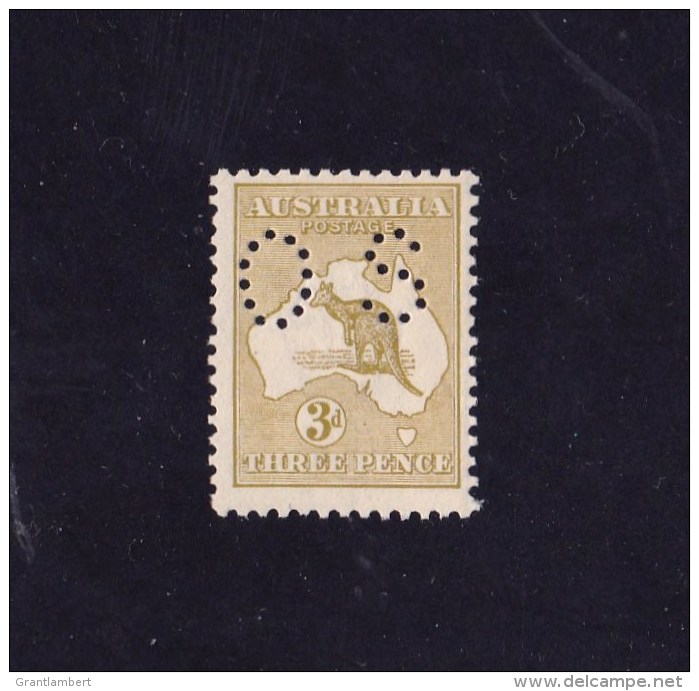 Australia 1915 Kangaroo 3d Olive 3rd Wmk Perf OS Die 1 MNH - Mint Stamps