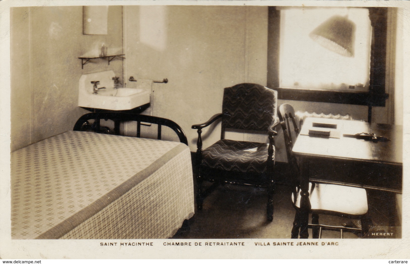 CARTE PHOTO ,CANADA,QUEBEC,1945,saint Hyacinte,chambre De Retraitante,villa Sainte Jeanne D'arc,montérégie,rare - St. Hyacinthe