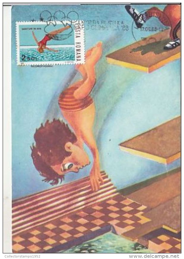 D4462- DIVING, SWIMMING, MAXIMUM CARD, 1988, ROMANIA - Immersione