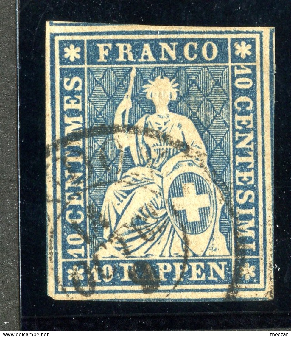 W6685  Swiss 1858  Scott #37(o) SCV $28. 4 Margins CDS - Offers Welcome - Used Stamps