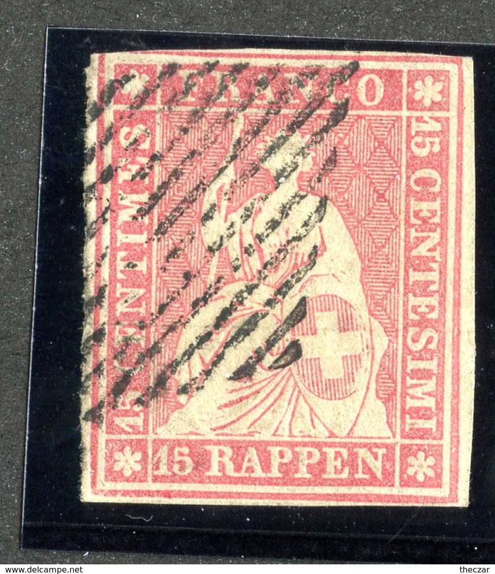W6747  Swiss 1854-55  Scott #22 (o) SCV $110. 4 Margins  CDS - Offers Welcome - Used Stamps