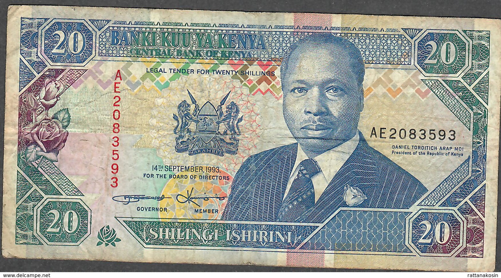 KENYA P31a 20 SHILLINGS 1993  AVF NO P.h. ! - Kenya