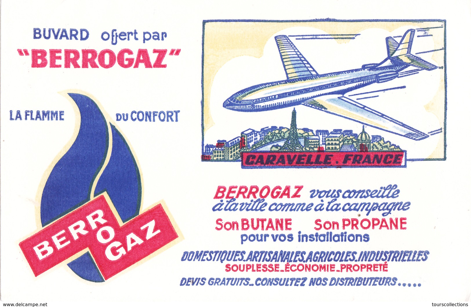 BUVARD BERROGAZ Butane Propane Gaz - Avion Caravelle France - Transport