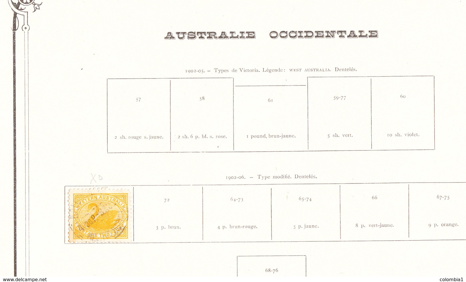 AUSTRALIE Occidentale Timbres Sur Feuille D Album - Usados