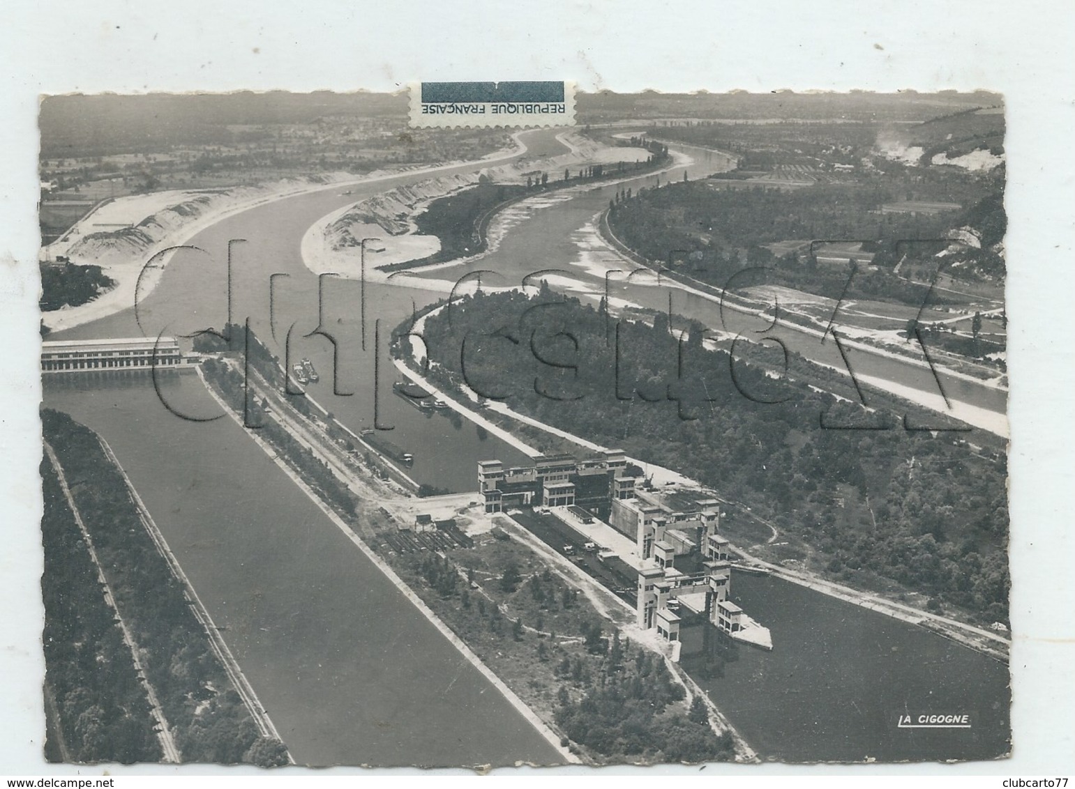 Ottmarsheim (68)  : Vue Aérienne Sur Le Barrage Et La A Centrale Hydroélectrique En 1960 GF. - Ottmarsheim