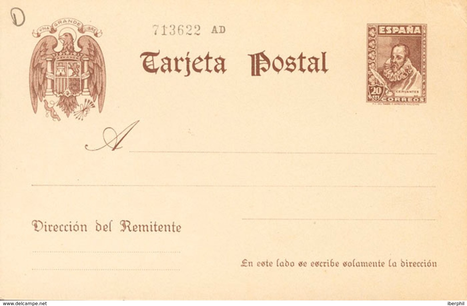 946 1938. (*) EP83. 20 Cts Castaño Sobre Tarjeta Entero Postal. MAGNIFICA. Edifil 2018: 112? - Sonstige & Ohne Zuordnung