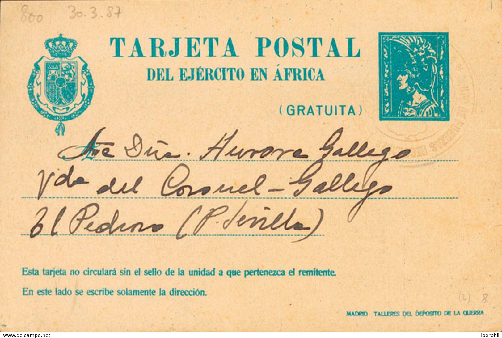 964 1924. Sobre EPM2A(3). Conjunto De Tres Tarjetas Entero Postales Militares Sin Valor En Azul (con Dos Tonalidades Dif - Sonstige & Ohne Zuordnung