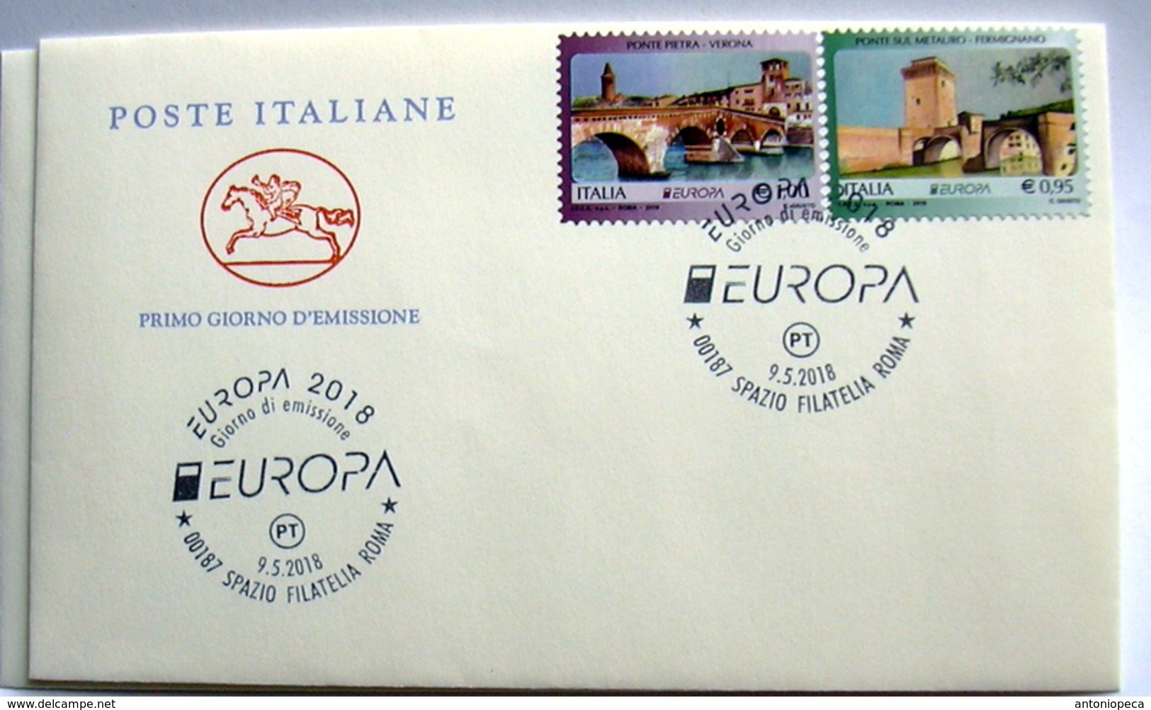 ITALIA 2018, EUROPA 2018, I PONTI, COMPLETE SET  FDC - 2018