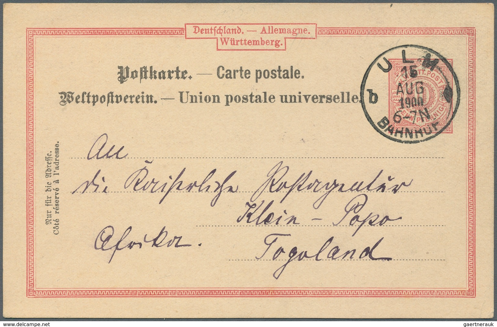 31348 Württemberg - Marken Und Briefe: 1853/1920, Partie Von Ca. 120 Briefen, Karten Und Ganzsachen, Zusät - Other & Unclassified