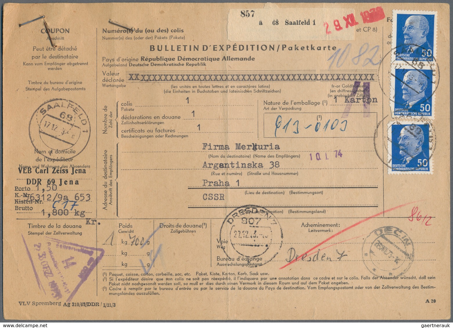 32778 Bundesrepublik Deutschland: 1971/1976 (ca.), Interessante Partie Von 370 Paketkarten, Ganz überwiege - Sonstige & Ohne Zuordnung