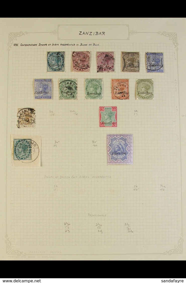 1895-1967 OLD-TIME COLLECTION  Mostly Used, Presented On Album Pages, We See (all Used Unless Stated) 1895 Overprints To - Zanzibar (...-1963)