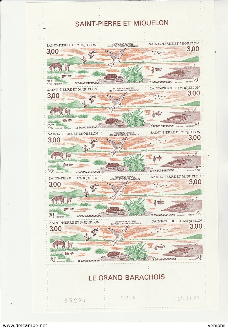 ST PIERRE ET MIQUELON - FEUILLET DE 5 TRIPTYQUES NEUF XX N° 485 A -ANNEE 1987 - COTE : 27 € - Blokken & Velletjes