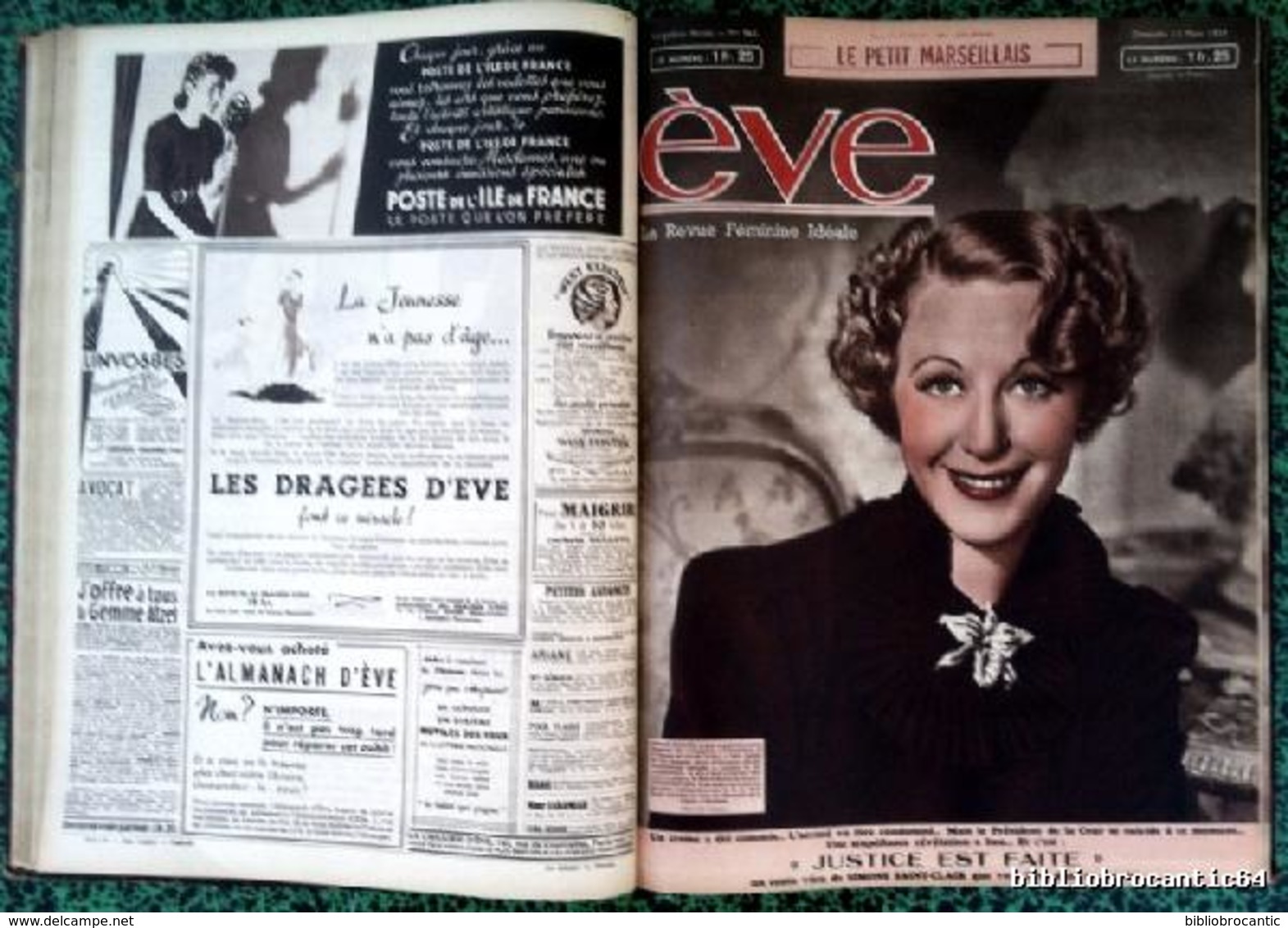 Reliure: Revue Féminine Idéale "EVE" 1/1/1939 Au 10/9/1939 (N° 953 Au N°989) (supplément Au "Petit Marseillais) - Le Petit Marseillais