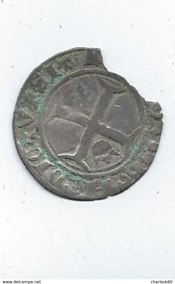 Monnaie France Charles VI Le Fol 1389 Demi-guénar La Rochelle - 1380-1422 Carlos VI El Bien Amado