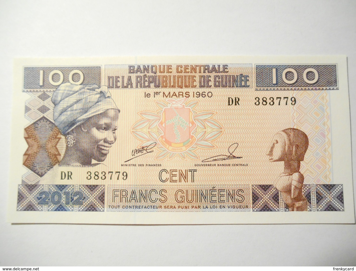 GUINEA  100 FRANCS 2012 UNC - Guinée