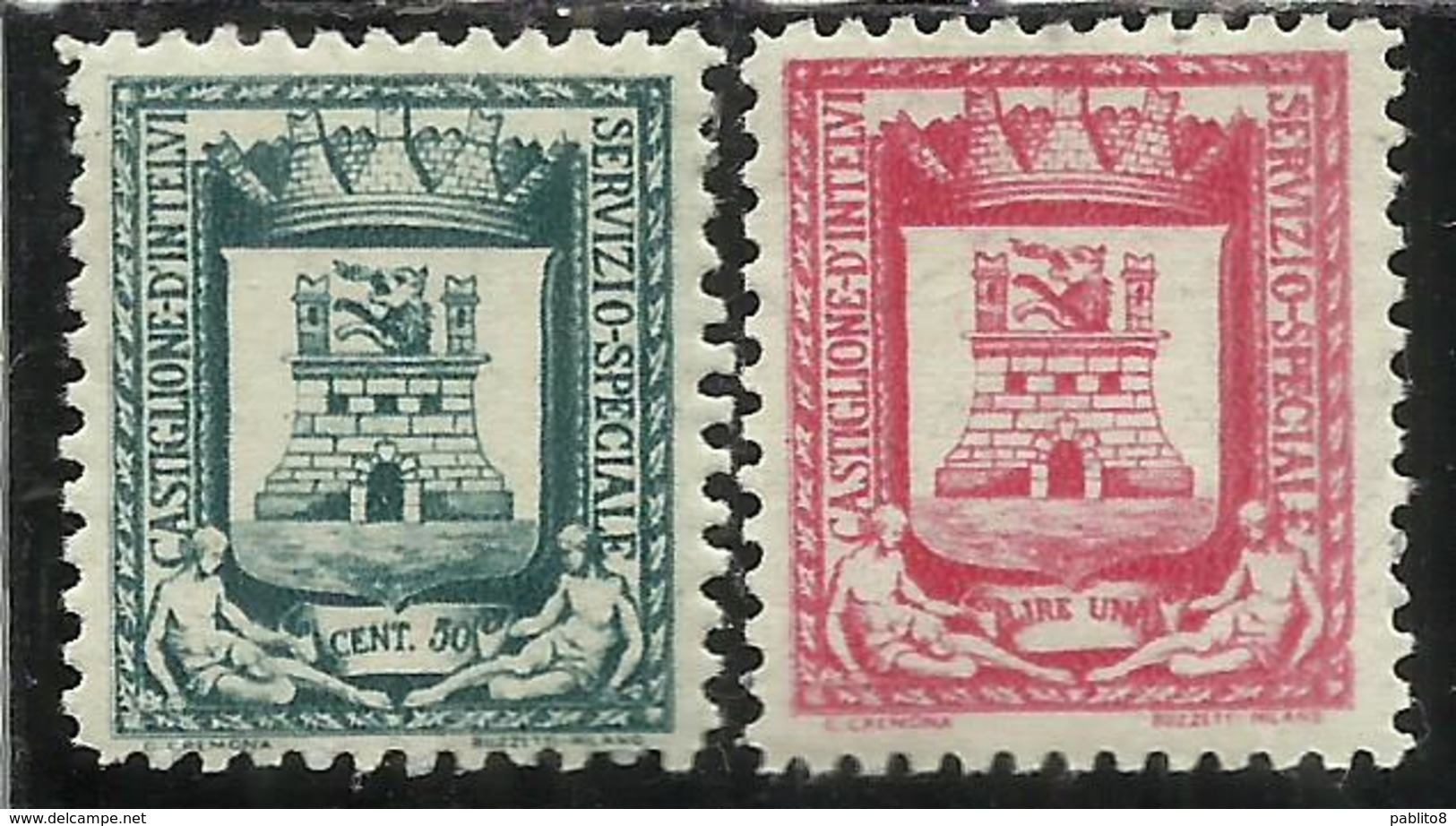 EMISSIONI LOCALI CASTIGLIONE D'INTELVI 1945 STEMMA COAT OF ARMS ARMOIRIES COLORI INVERTITI SERIE COMPLETA FULL SET MNH - Lokale/autonome Uitgaven